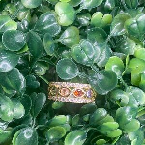 Gold Multi Color Stoned Ring